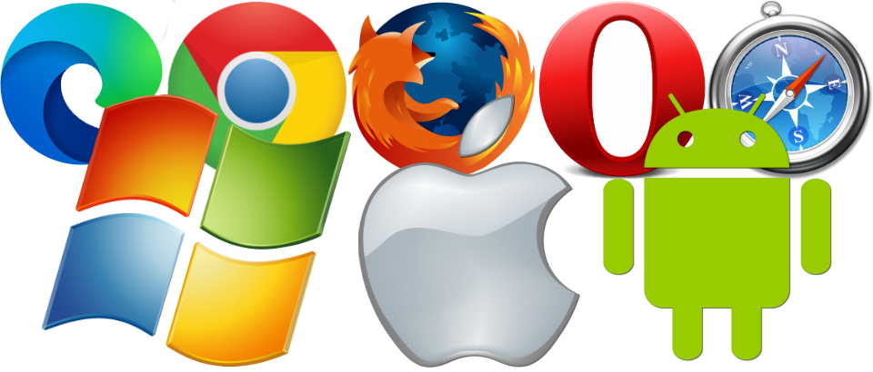 logos of popular browsers and operating systems